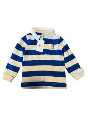 Janie and Jack Blue & Cream Striped Rugby Polo